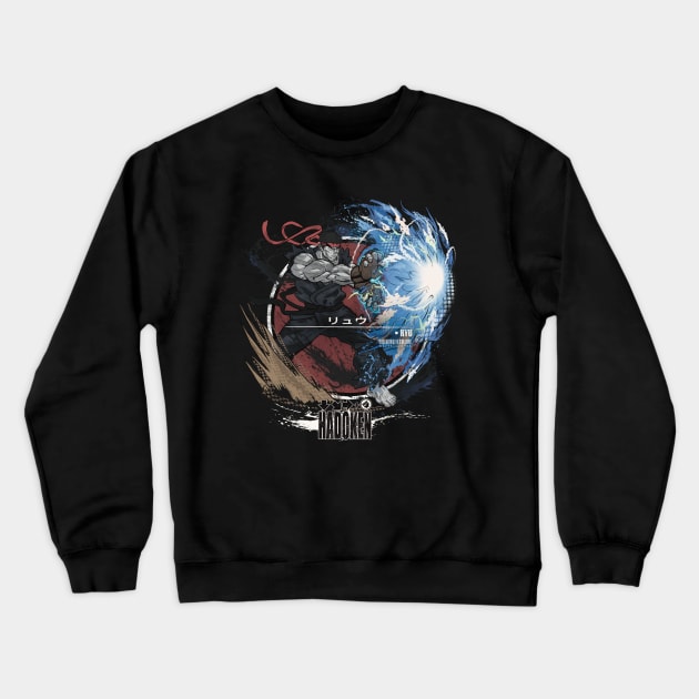 RYU: HADOKEN - BLACK/RED Crewneck Sweatshirt by JF Penworks